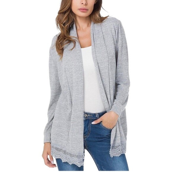 Myobe Women's Elegant Gray Sweater Cardigan Long Sleeve Open Front size SMALL - Picture 1 of 8